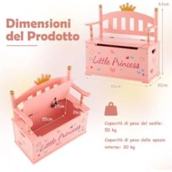 COSTWAY Cassapanca Per Bambini 2 In 1, Con Cerniera A Chiusura Rallentata, Contenitore Giochi Bambini Con Schienale E Braccioli, Per Conservare I Giocattori, 60x30x63 Cm 10 COSTWAY Cassapanca Per Bambini 2 In 1, Con Cerniera A Chiusura Rallentata, Contenitore Giochi Bambini Con Schienale E Braccioli, Per Conservare I Giocattori, 60x30x63 Cm -Cameretta Per Bambini 95233472 4