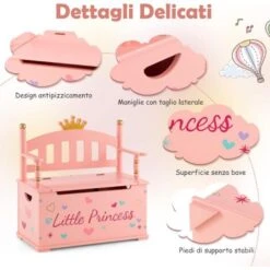 COSTWAY Cassapanca Per Bambini 2 In 1, Con Cerniera A Chiusura Rallentata, Contenitore Giochi Bambini Con Schienale E Braccioli, Per Conservare I Giocattori, 60x30x63 Cm 11 COSTWAY Cassapanca Per Bambini 2 In 1, Con Cerniera A Chiusura Rallentata, Contenitore Giochi Bambini Con Schienale E Braccioli, Per Conservare I Giocattori, 60x30x63 Cm -Cameretta Per Bambini 95233472 5