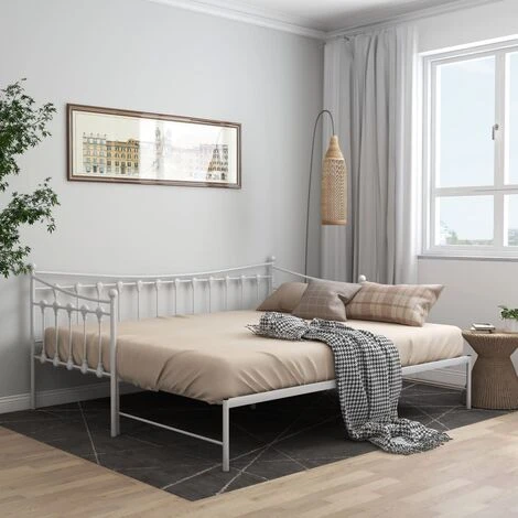 Nova Divano Letto Dotato Di Piano Estraibile In Metallo Vari Colori 90x200cm Colore : Bianco 3 Nova Divano Letto Dotato Di Piano Estraibile In Metallo Vari Colori 90x200cm Colore : Bianco