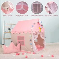 Princess Play Tent Large Pink Princess Castle Tenda Interna Regalo Con Borsa Per Il Trasporto -Cameretta Per Bambini 95548352 3