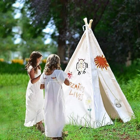 Tenda Da Gioco Teepee Con Tenda A Ghirlanda Grande Casa Per Tenda Portatile Per Interni Ed Esterni In Tela Bianca Indiana Teepee 4 Tenda Da Gioco Teepee Con Tenda A Ghirlanda Grande Casa Per Tenda Portatile Per Interni Ed Esterni In Tela Bianca Indiana Teepee - immagine 2
