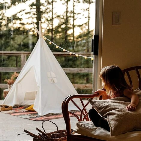 Tenda Da Gioco Teepee Con Tenda A Ghirlanda Grande Casa Per Tenda Portatile Per Interni Ed Esterni In Tela Bianca Indiana Teepee 5 Tenda Da Gioco Teepee Con Tenda A Ghirlanda Grande Casa Per Tenda Portatile Per Interni Ed Esterni In Tela Bianca Indiana Teepee - immagine 3