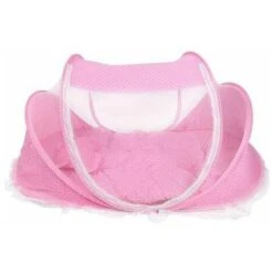 Tenda Per Lettino Per Bambini Portatile Pieghevole Anti-insetto Tenda Per Zanzare Per Bambini Per Viaggi All'aperto Con Cuscino Materasso Piccolo Giocattolo Per Bambini (blu/rosa) (rosa)