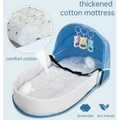 Con Zanzariera A Baldacchino Culla Pieghevole Lettino Da Viaggio Con Zanzariera Letto Bionico Lettino Da Viaggio Cotone Traspirante Accogliente Repellente Per Zanzare Culla Portatile Per 0-36 Mesi Blu -Cameretta Per Bambini 95763778 3