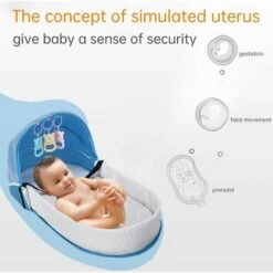 Con Zanzariera A Baldacchino Culla Pieghevole Lettino Da Viaggio Con Zanzariera Letto Bionico Lettino Da Viaggio Cotone Traspirante Accogliente Repellente Per Zanzare Culla Portatile Per 0-36 Mesi Blu -Cameretta Per Bambini 95763778 4