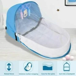 Con Zanzariera A Baldacchino Culla Pieghevole Lettino Da Viaggio Con Zanzariera Letto Bionico Lettino Da Viaggio Cotone Traspirante Accogliente Repellente Per Zanzare Culla Portatile Per 0-36 Mesi Blu -Cameretta Per Bambini 95763778 5