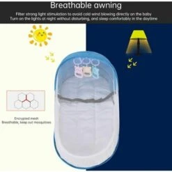 Culla Pieghevole Con Zanzariera Lettino Da Viaggio Bionico Cotone Traspirante Nido Abbraccio Repellente Per Zanzare Culla Portatile Per 0-36 Mesi (grigio.) Lettino Da Viaggio Per Neonato Con Zanzarier -Cameretta Per Bambini 95768003 5