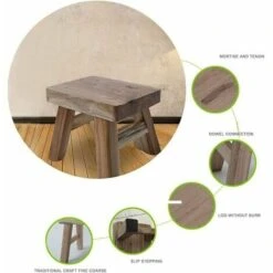 Sgabello Multifunzione E Vernice Per Sedile Da BagnoSgabello A Gradini In Legno Con 4 Gambe Per Corridoio Di Neonati E Bambini -Cameretta Per Bambini 95769634 3