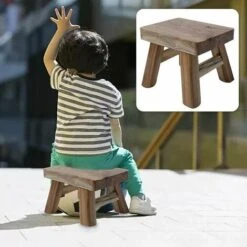 Sgabello Multifunzione E Vernice Per Sedile Da BagnoSgabello A Gradini In Legno Con 4 Gambe Per Corridoio Di Neonati E Bambini -Cameretta Per Bambini 95769634 5