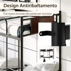 COSTWAY Letto A Castello In Metallo, Letto Con Scala Convertibile In 2 Singoli, Con Rete A Doghe Di Ferro, Struttura Del Letto 90x190 Cm Alto 156 Cm, Carico (totale) 300 Kg 10 COSTWAY Letto A Castello In Metallo, Letto Con Scala Convertibile In 2 Singoli, Con Rete A Doghe Di Ferro, Struttura Del Letto 90x190 Cm Alto 156 Cm, Carico (totale) 300 Kg -Cameretta Per Bambini 96013245 4