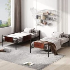 COSTWAY Letto A Castello In Metallo, Letto Con Scala Convertibile In 2 Singoli, Con Rete A Doghe Di Ferro, Struttura Del Letto 90x190 Cm Alto 156 Cm, Carico (totale) 300 Kg 11 COSTWAY Letto A Castello In Metallo, Letto Con Scala Convertibile In 2 Singoli, Con Rete A Doghe Di Ferro, Struttura Del Letto 90x190 Cm Alto 156 Cm, Carico (totale) 300 Kg -Cameretta Per Bambini 96013245 5