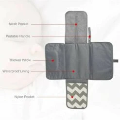 Fasciatoio, Fasciatoio Da Viaggio, Fasciatoio Pieghevole Con Tasche Per Cuscino Per La Testa Kit Fasciatoio Per Orinatoio 6090 Cm Grigio ， -Cameretta Per Bambini 96205391 4