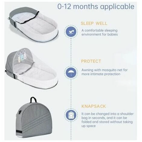 Lettino Da Viaggio Per Bambini Con Baldacchino In Zanzariera, Lettino Pieghevole Per Culla Con Zanzariera Lettino Da Viaggio Bionico Cotone Traspirante Nido Coccolone Repellente Per Zanzare Culla Port 4 Lettino Da Viaggio Per Bambini Con Baldacchino In Zanzariera, Lettino Pieghevole Per Culla Con Zanzariera Lettino Da Viaggio Bionico Cotone Traspirante Nido Coccolone Repellente Per Zanzare Culla Port - immagine 2