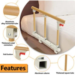 Randaco Rete Pieghevole Di Sicurezza Laterale Per Letto Per Anziani, Per Adulti, Supporto Per Ringhiere Di Palmari E Paletti In Metallo -Cameretta Per Bambini 96518579 4