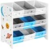 Songmics Scaffale Portaoggetti, 9 Scatole Per Giocattoli E Libri, Organizzatore In Tessuto TNT, Per Camera Dei Bambini, Sala Giochi, Asilo, 62,5 X 29,5 X 60 Cm, Motivi Spaziali, Bianco -Cameretta Per Bambini 96922881 1