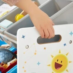 Songmics Scaffale Per Giocattoli, Mobile Cameretta A 4 Ripiani Con 16 Contenitori Rimovibili In Plastica, Organizzatore Giochi Per Bambini, Stanza Dei Giochi, Bianco, Azzurro E Grigio , -Cameretta Per Bambini 96922973 3