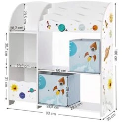 Songmics Organizzatore Per Giocattoli, Libreria Per Bambini, Scaffale Multifunzionale Con 2 Scatole Portaoggetti, Alta Capacità, Per Camera Dei Giochi, Camera Da Letto, Soggiorno, Bianco -Cameretta Per Bambini 96923111 5