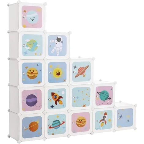 Songmics Scaffale Portaoggetti A 15 Cubi Per Bambini, Portagiochi Ad Incastro, Armadio In Plastica, Organizzatore Modulare Per Abiti Scarpe Zainetto, 123 X 31 X 123 Cm, Bianco 3 Songmics Scaffale Portaoggetti A 15 Cubi Per Bambini, Portagiochi Ad Incastro, Armadio In Plastica, Organizzatore Modulare Per Abiti Scarpe Zainetto, 123 X 31 X 123 Cm, Bianco