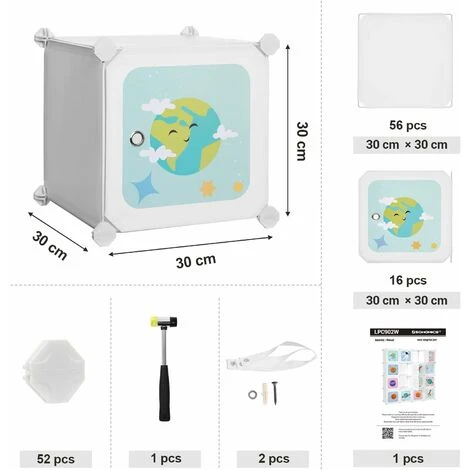 Songmics Scaffale Portaoggetti A 15 Cubi Per Bambini, Portagiochi Ad Incastro, Armadio In Plastica, Organizzatore Modulare Per Abiti Scarpe Zainetto, 123 X 31 X 123 Cm, Bianco 7 Songmics Scaffale Portaoggetti A 15 Cubi Per Bambini, Portagiochi Ad Incastro, Armadio In Plastica, Organizzatore Modulare Per Abiti Scarpe Zainetto, 123 X 31 X 123 Cm, Bianco - immagine 5