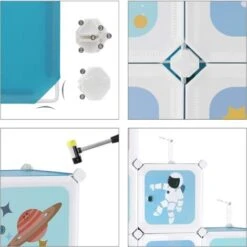 Songmics Scaffale Portaoggetti A 16 Cubi Per Bambini, Portagiochi Ad Incastro, Armadio In Plastica, Organizzatore Modulare Per Abiti Scarpe Zainetto, 123 X 31 X 123 Cm, Azzurro -Cameretta Per Bambini 97057122 3