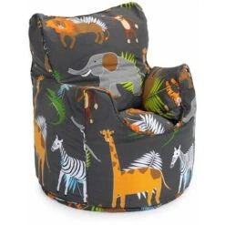 Ready Steady Bed Poltrona Per Bambini, Sedia A Sacco Attraente E Confortevole Per Bambini Con Stampe Vivaci E Imbottitura Di Fagioli Morbidi, Africa