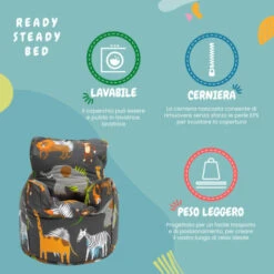 Ready Steady Bed Poltrona Per Bambini, Sedia A Sacco Attraente E Confortevole Per Bambini Con Stampe Vivaci E Imbottitura Di Fagioli Morbidi, Africa -Cameretta Per Bambini 97106736 5