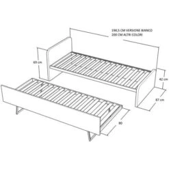 964R - Letto Cameretta 80x190 Singolo Con Secondo Letto Estraibile E Testate Personalizzabili - Salvia -Cameretta Per Bambini 99586970 4