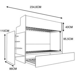 WOODY - Letto A Castello Minimal Con Gradinata Contenitiva A Giorno - Bianco Effetto Legno E Verde Mela 10 WOODY - Letto A Castello Minimal Con Gradinata Contenitiva A Giorno - Bianco Effetto Legno E Verde Mela -Cameretta Per Bambini 99586987 4