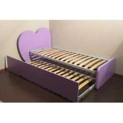 CUPIDO120R - Letto Cameretta A Cuore 120x190 Con Secondo Letto Estraibile E Testata Personalizzabile.Rete Inclusa - Salvia -Cameretta Per Bambini 99586988 5