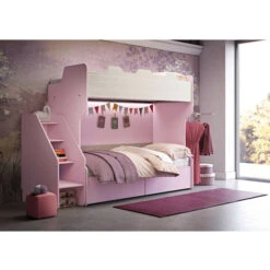 SMART - Letto A Castello Con Secondo Letto Estraibile Con Scaletta Contenitore Indipendente - Bianco E Verde Petrolio -Cameretta Per Bambini 99587037 2