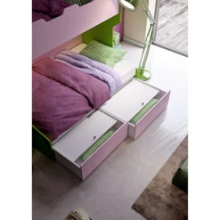 SMART120 - Letto A Castello Con Letto Inferiore 1piazza E Mezza Con Scaletta Contenitore Indipendente - Bianco E Salvia -Cameretta Per Bambini 99587099 2