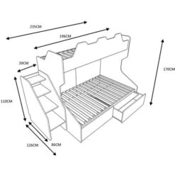 SMART120 - Letto A Castello Con Letto Inferiore 1piazza E Mezza Con Scaletta Contenitore Indipendente - Bianco E Salvia -Cameretta Per Bambini 99587099 4