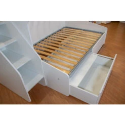 SMART120 - Letto A Castello Con Letto Inferiore 1piazza E Mezza Con Scaletta Contenitore Indipendente - Bianco E Salvia -Cameretta Per Bambini 99587099 5