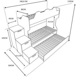 SMARTG - Letto A Castello Con Scaletta Contenitore E Secondo Letto Estraibile (o Cassettoni In Alternativa)) - Bianco Effetto Legno E Verde Mela -Cameretta Per Bambini 99587103 2