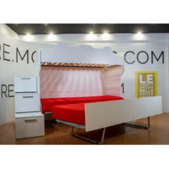 SMARTG - Letto A Castello Con Scaletta Contenitore E Secondo Letto Estraibile (o Cassettoni In Alternativa)) - Bianco Effetto Legno E Verde Mela -Cameretta Per Bambini 99587103 4