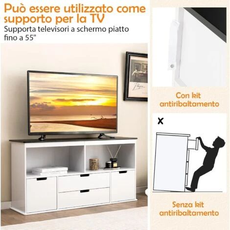 COSTWAY Mobile Porta Giochi Con 4 Cassetti, Scaffale Per Bambini Con Piano A Lavagna Scrivibile E 2 Vani Aperti, Mobiletto Multiuso Da Cameretta Soggiorno E Studio, 121 X 33 X 62 Cm 4 COSTWAY Mobile Porta Giochi Con 4 Cassetti, Scaffale Per Bambini Con Piano A Lavagna Scrivibile E 2 Vani Aperti, Mobiletto Multiuso Da Cameretta Soggiorno E Studio, 121 X 33 X 62 Cm - immagine 2