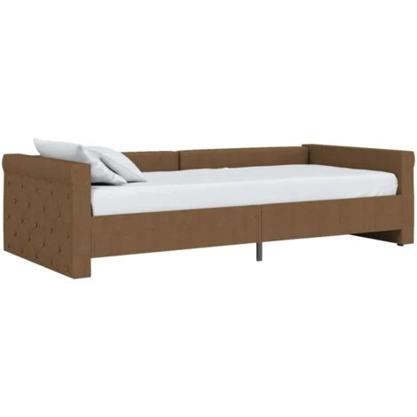 Letto Singolo Con Materasso Moderno Dormeuse USB Marrone In Tessuto 90x200 Cm ITD27156 4 Letto Singolo Con Materasso Moderno Dormeuse USB Marrone In Tessuto 90x200 Cm ITD27156 - immagine 2