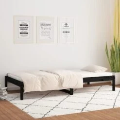 Letto Singolo Moderno Struttura Letto Dormeuse Nera 90x200 Cm In Legno Massello Di Pino ITD38493 -Cameretta Per Bambini 99873193 3