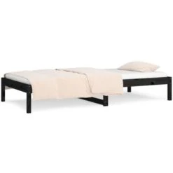 Letto Singolo Moderno Struttura Letto Dormeuse Nera 90x200 Cm In Legno Massello Di Pino ITD38493 -Cameretta Per Bambini 99873193 4