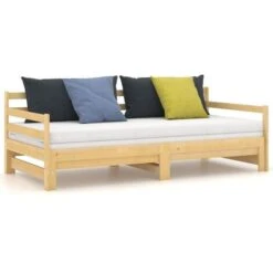 Letto Matrimoniale Moderno Struttura Letto Dormeuse Estraibile In Legno Massello Di Pino 2x(90x200) Cm ITD49089 -Cameretta Per Bambini 99873421 3