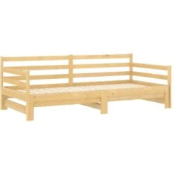 Letto Matrimoniale Moderno Struttura Letto Dormeuse Estraibile In Legno Massello Di Pino 2x(90x200) Cm ITD49089 -Cameretta Per Bambini 99873421 5