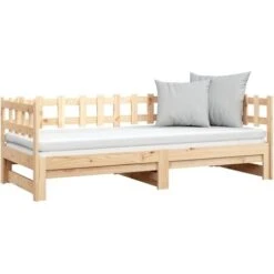 Letto Matrimoniale Moderno Struttura Letto Dormeuse Estraibile 2x(80x200) Cm In Legno Massello Di Pino ITD25401 -Cameretta Per Bambini 99875318 5