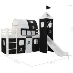 Letto Matrimoniale Moderno Letto A Castello Struttura Letto Per Bambini Scivolo E Scala In Pino 97x208cm ITD11793 -Cameretta Per Bambini 99880003 5
