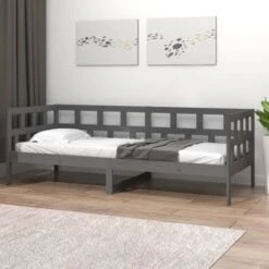 Letto Singolo Moderno Struttura Letto Dormeuse In Legno Massello Di Pino Grigio 90x200 Cm ITD28104 -Cameretta Per Bambini 99880399 3