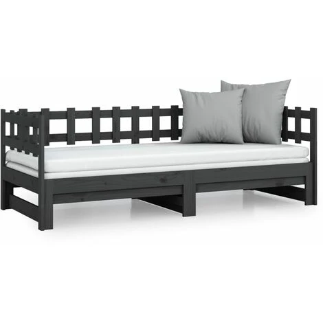 Letto Matrimoniale Moderno Struttura Letto Dormeuse Estraibile Grigia 2x(80x200) Cm Legno Massello Di Pino ITD70352 6 Letto Matrimoniale Moderno Struttura Letto Dormeuse Estraibile Grigia 2x(80x200) Cm Legno Massello Di Pino ITD70352 - immagine 4