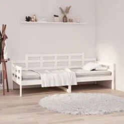 Letto Singolo Moderno Struttura Letto Dormeuse In Legno Massello Di Pino Bianco 80x200 Cm ITD33082