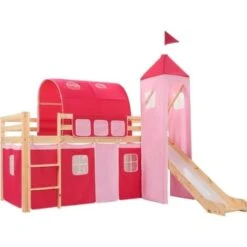 Letto Matrimoniale Moderno Letto A Castello Struttura Letto Per Bambini Scivolo E Scala In Pino 208x230 Cm ITD94598