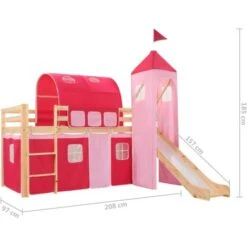 Letto Matrimoniale Moderno Letto A Castello Struttura Letto Per Bambini Scivolo E Scala In Pino 208x230 Cm ITD94598 -Cameretta Per Bambini 99883371 5