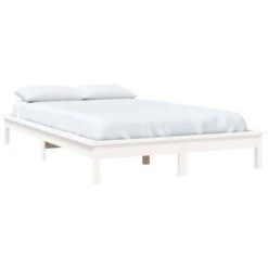 Letto Matrimoniale Moderno Struttura Letto Giroletto Bianco 160x200 Cm In Legno Massello Di Pino ITD88578 -Cameretta Per Bambini 99885553 2