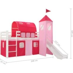 Letto Matrimoniale Moderno Letto A Castello Struttura Letto Per Bambini Scivolo E Scala In Pino 208x230 Cm ITD71024 -Cameretta Per Bambini 99887592 5